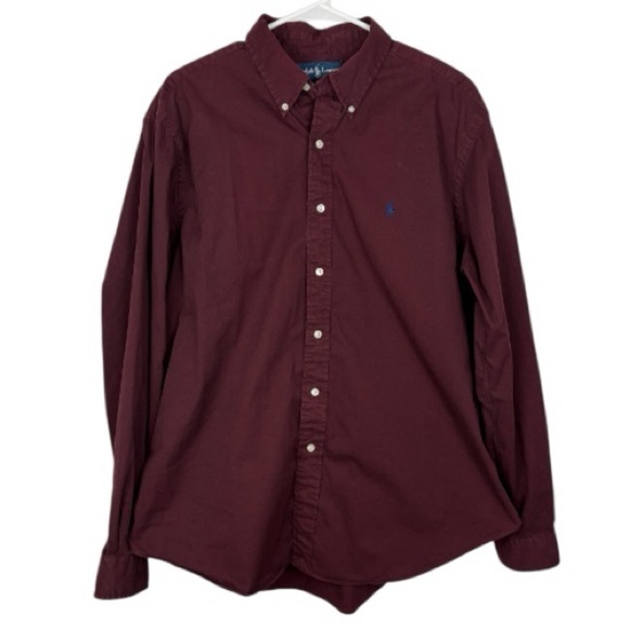 Ralph Lauren Other - Vintage 90s Polo Ralph Lauren Men's Burgundy Button-Up Shirt size XL 100% cotton